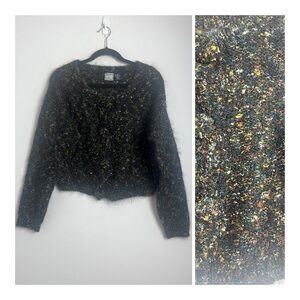 Vintage Paul Et Duffier Mohair Confetti Boucle Knit Button Front Crop Cardigan M